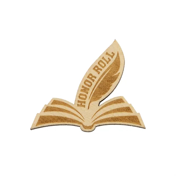 Wooden lapel pin in custom shapes and assorted sizes with engraved... from ASI 52263 EMT