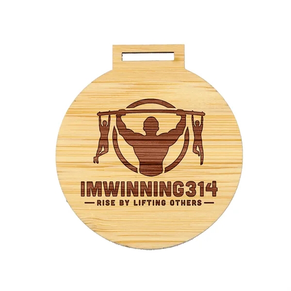Bamboo wood medals in assorted sizes and shapes with laser engraving... from ASI 52263 EMT