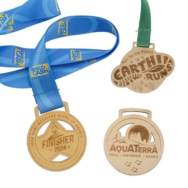 Custom shape bass plywood medals with engraved imprint.... from ASI 52263 EMT