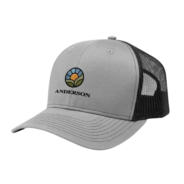 6 panel trucker hat with mesh backing and snap tab closure.... from ASI 61125 Hit Promotional Products / Hit®