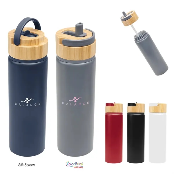 27 oz. recycled aluminum bottle with double wall construction and bamboo... from ASI 61125 Hit Promotional Products / Hit®