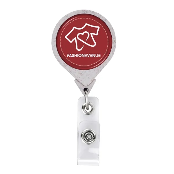 Wheat straw JUMBO round retractable badge reel in solid colors, bull... from ASI 49470 DEVARA