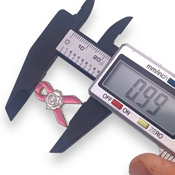 Pink awareness ribbon pin with white rose in center. Blank.... from ASI 96235 Wehr Industries Inc