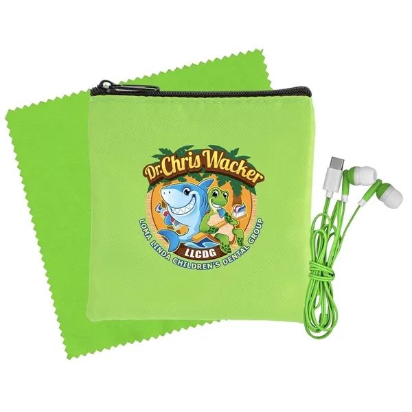 Colorful RPET Ear Bud & Cloth Set... from ASI 30208 A P Specialties / AP Specialties