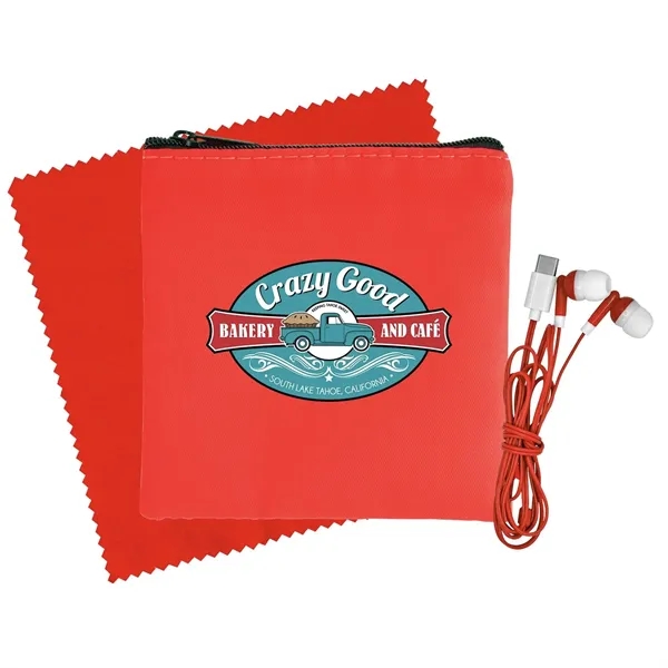 Colorful RPET Ear Bud & Cloth Set... from ASI 30208 A P Specialties / AP Specialties