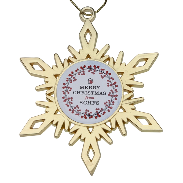 2.5" x 2.8" die cast metal gold snowflake holiday ornament with... from ASI 52263 EMT / EMT