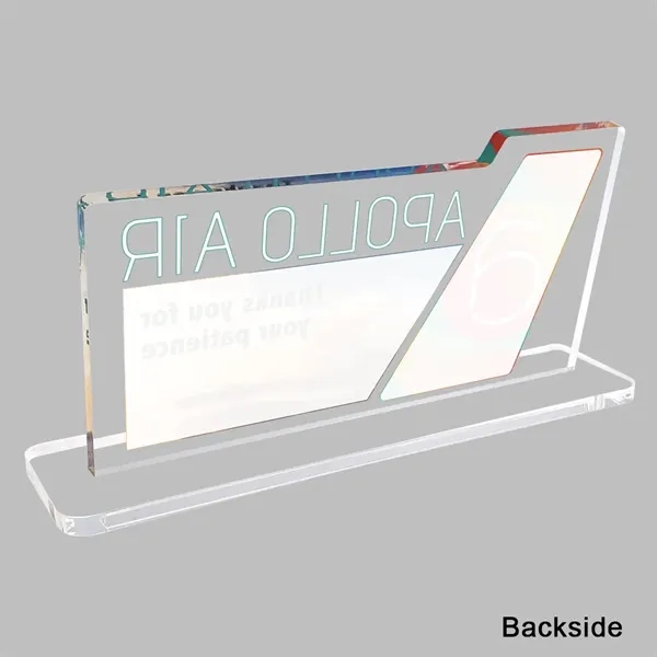 Clear acrylic desk plaque with slotted base.... from ASI 72521 Morris Magnets / Laser Cuts