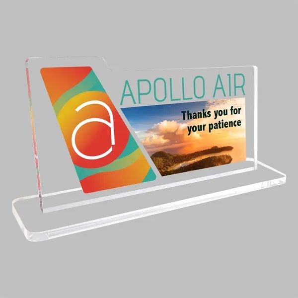 Clear acrylic desk plaque with slotted base.... from ASI 72521 Morris Magnets / Laser Cuts