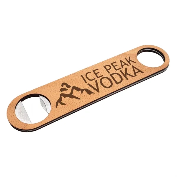5.8" x 1.5" beechwood bottle opener with a metal core and... from ASI 72521 Morris Magnets / Laser Cuts