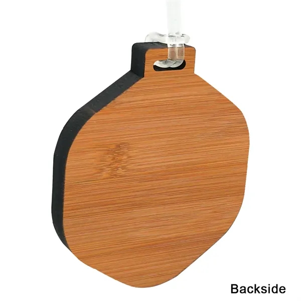 Custom shaped bamboo bag tag that measures 5/16" thick.... from ASI 72521 Morris Magnets / Laser Cuts