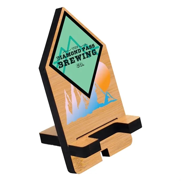 2.5" x 5" bamboo phone stand with full color customization.... from ASI 72521 Morris Magnets / Laser Cuts