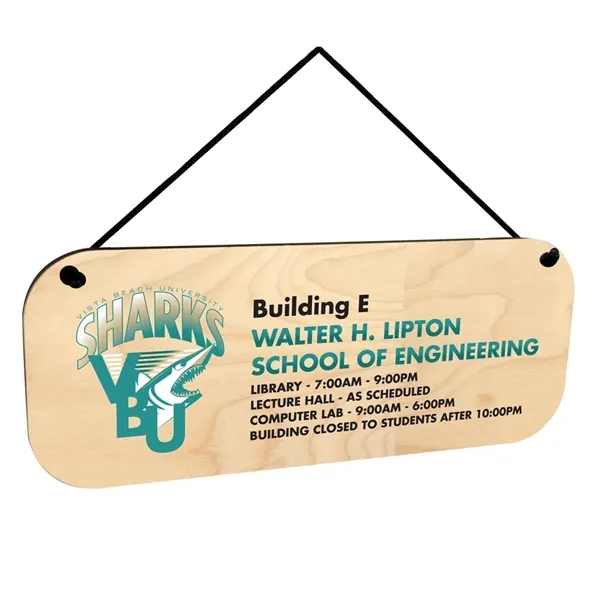 1/4" thick birch wood hanging wood sign with 14" black nylon... from ASI 72521 Morris Magnets / Laser Cuts