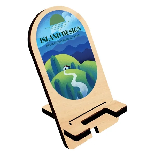 2.5" x 5" birch wood phone stand with full color customization.... from ASI 72521 Morris Magnets / Laser Cuts