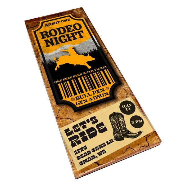 Ticket shaped acrylic magnets with 1/4" thickness and full color imprinting.... from ASI 72521 Morris Magnets / Laser Cuts