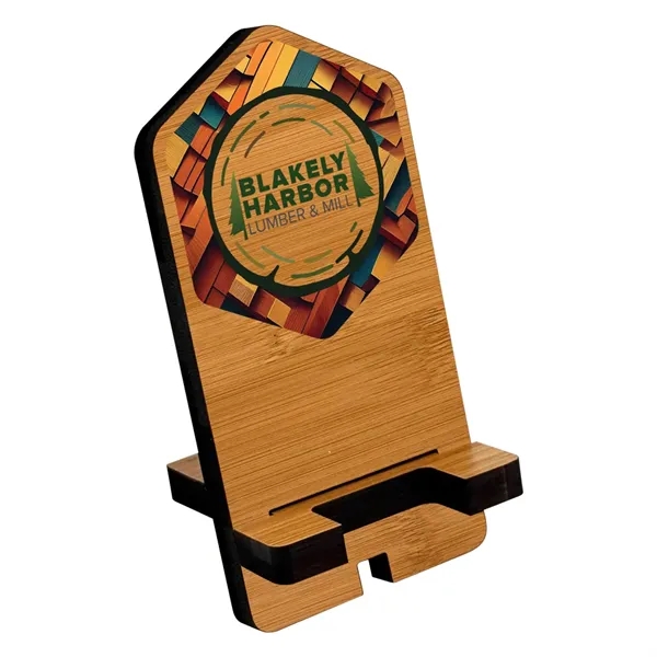 2.5" x 5" bamboo phone stand with full color customization.... from ASI 72521 Morris Magnets / Laser Cuts