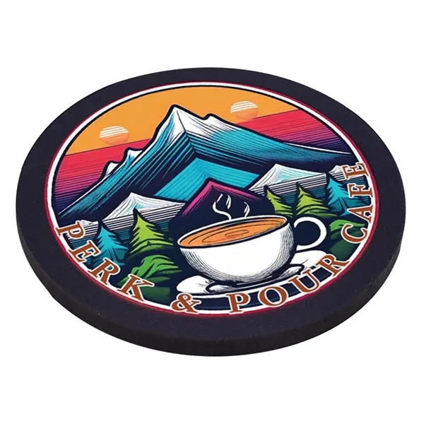 Wooden coaster with black backing and customization.... from ASI 72521 Morris Magnets / Laser Cuts