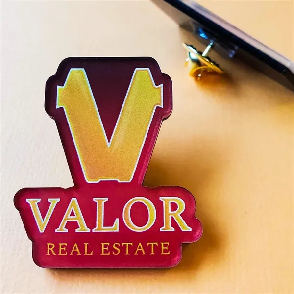 Acrylic lapel pins made with 1/16" thick clear acrylic with a... from ASI 72521 Morris Magnets / Laser Cuts