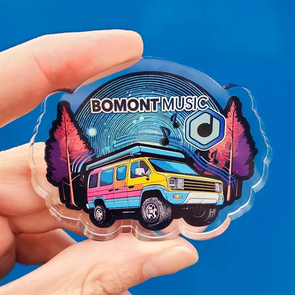 Custom shaped, 1/4" thick acrylic plastic magnets with full color imprinting;... from ASI 72521 Morris Magnets / Laser Cuts