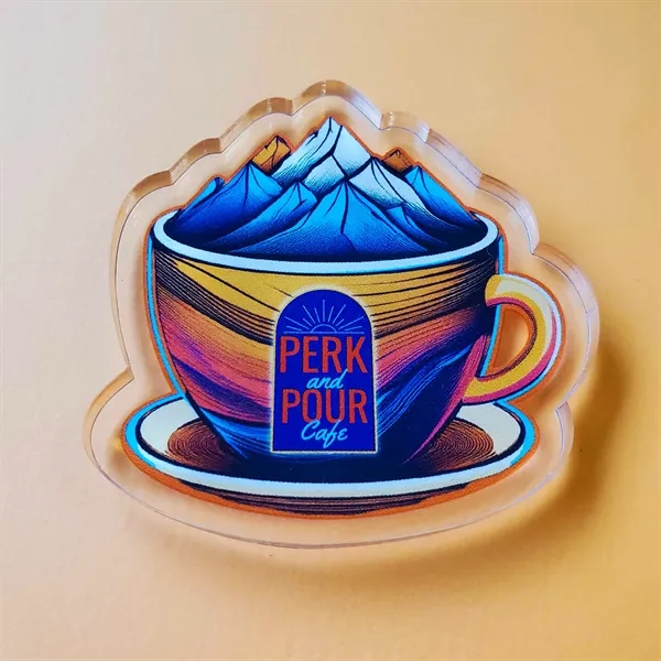 Custom shaped, 1/4" thick acrylic plastic magnets with full color imprinting;... from ASI 72521 Morris Magnets / Laser Cuts