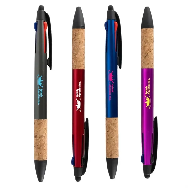 3 color ballpoint pen with plunger action and cork grip.... from ASI 34415 Alpi International LTD