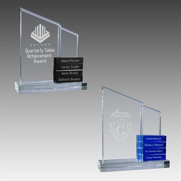 Crystal Perpetual Standup Plaque with 4 Crystal Blocks... from ASI 92531 Unique Custom Products / UCP