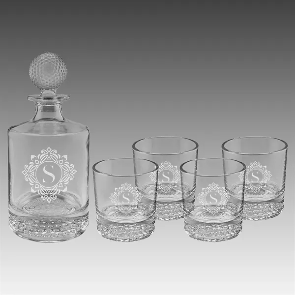 850ml Golf Glass Decanter Set w/4 9 oz. Rocks Glasses... from ASI 92531 Unique Custom Products / UCP