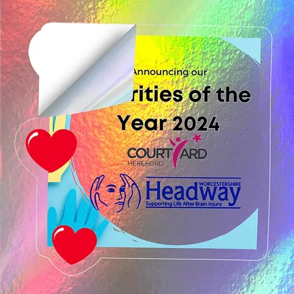 6 mil. glossy vinyl stickers in assorted sizes.... from ASI 62660 Innovation Line