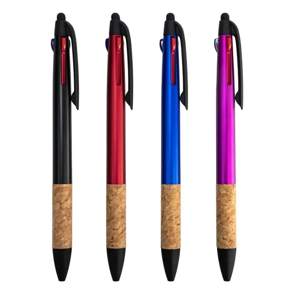 3 color ballpoint pen with plunger action and cork grip.... from ASI 34415 Alpi International LTD