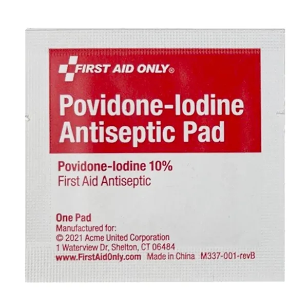 Iodine wipes for cleaning minor cuts, burns, and bruises, ensuring that... from ASI 84514 Safety Made