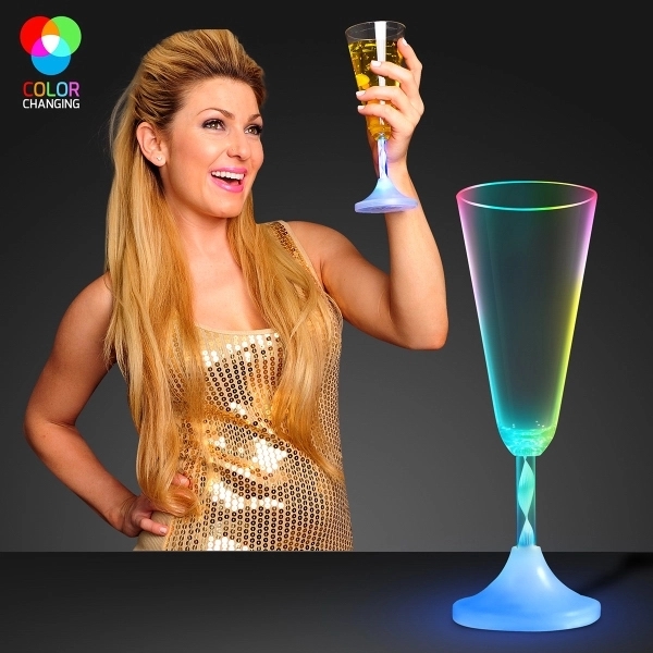 Blank or Imprinted. LED lighted champagne glass with spiral stem.... from ASI 34194 ALightPromos / Alight Promotional Products