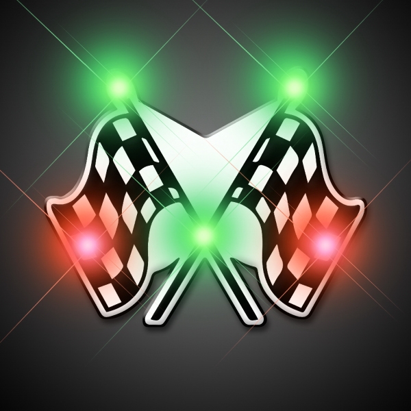 Checkered flag flashing pin. Blank or Imprinted.... from ASI 34194 ALightPromos / Alight Promotional Products