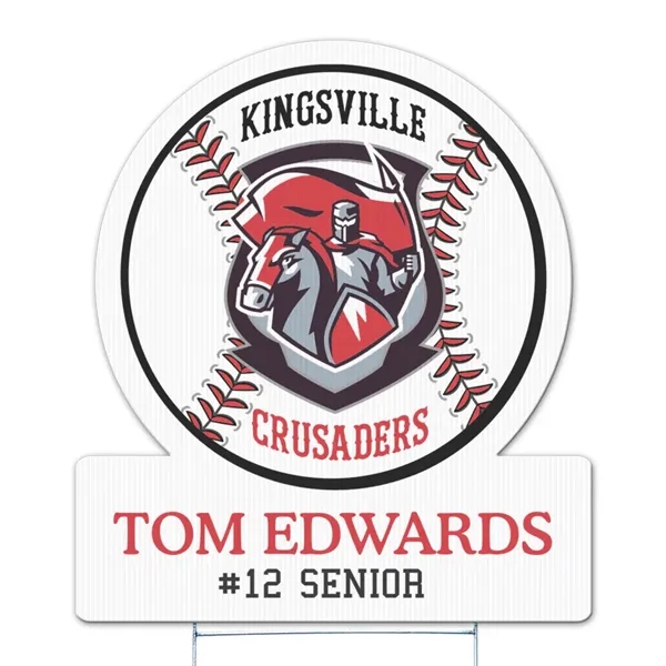 Die cut yard sign, weather resistant, cut from corrugated vinyl material.... from ASI 77280 Pepco Poms / Pepco Poms