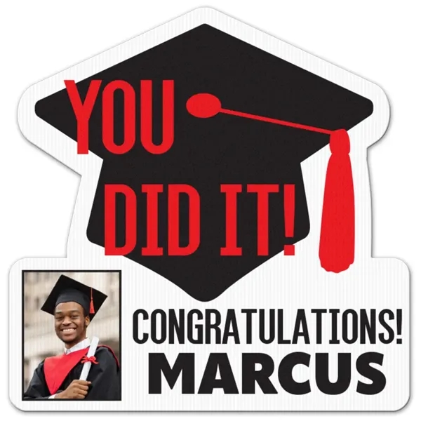 Die cut yard sign, weather resistant, cut from corrugated vinyl material.... from ASI 77280 Pepco Poms / Pepco Poms