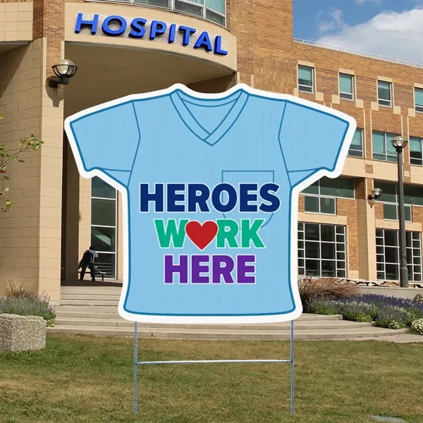 Die cut yard sign, weather resistant, cut from corrugated vinyl material.... from ASI 77280 Pepco Poms / Pepco Poms