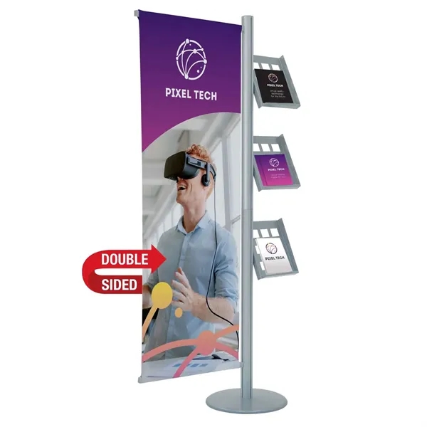 26.875" x 74" x 14.625" aluminum and polyester Flex Banner double-sided... from ASI 87188 Showdown Displays