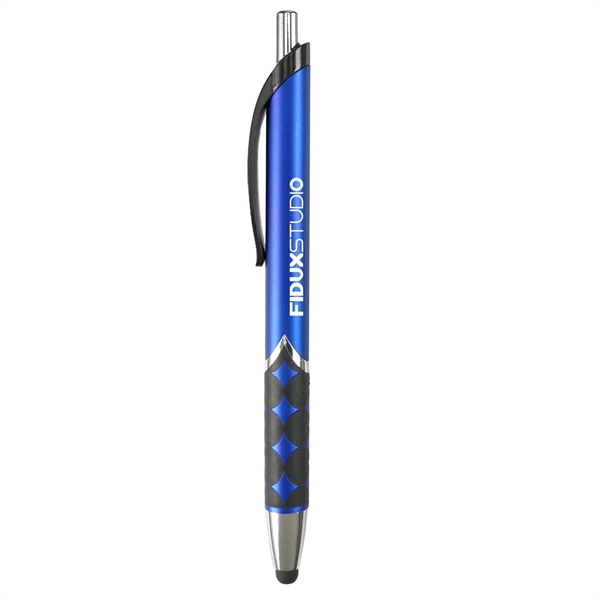 Capacitive stylus pen with matte black colored barrel, rubberized grip, chrome... from ASI 52840 Evans Manufacturing