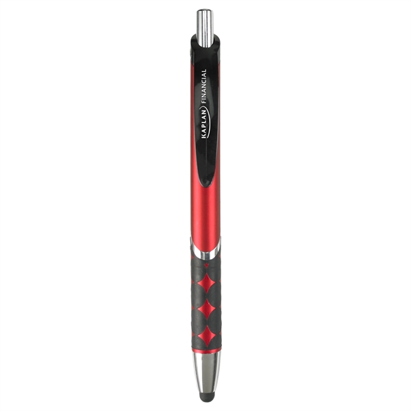 Capacitive stylus pen with matte black colored barrel, rubberized grip, chrome... from ASI 52840 Evans Manufacturing