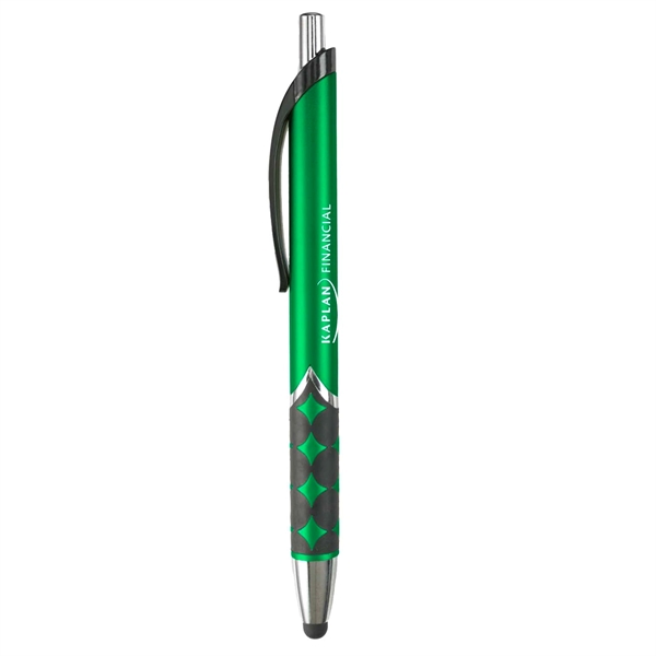 Capacitive stylus pen with matte black colored barrel, rubberized grip, chrome... from ASI 52840 Evans Manufacturing