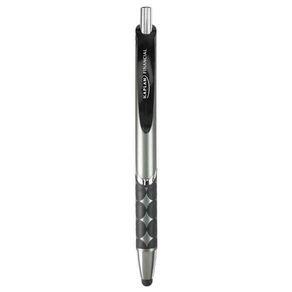 Capacitive stylus pen with matte black colored barrel, rubberized grip, chrome... from ASI 52840 Evans Manufacturing
