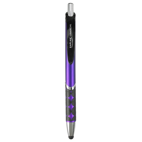 Capacitive stylus pen with matte black colored barrel, rubberized grip, chrome... from ASI 52840 Evans Manufacturing