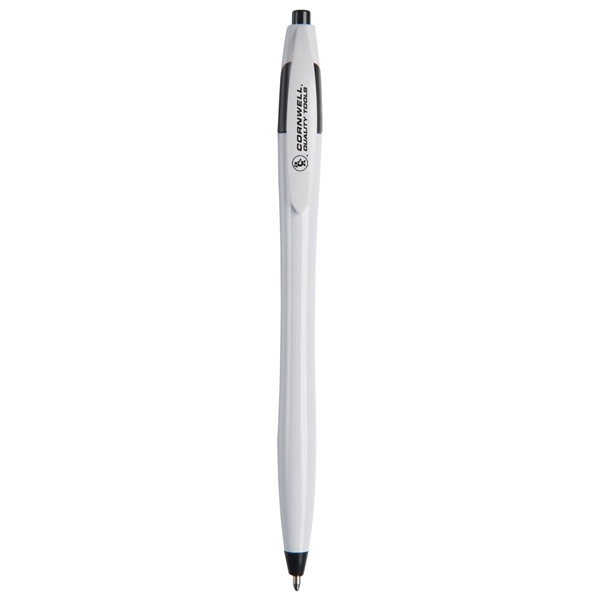 Hourglass shaped retractable ballpoint pen with black medium point.... from ASI 52840 Evans Manufacturing