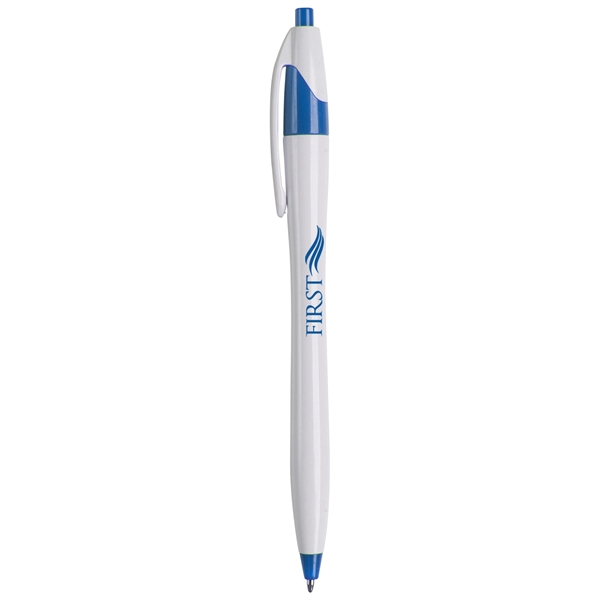 Hourglass shaped retractable ballpoint pen with black medium point.... from ASI 52840 Evans Manufacturing