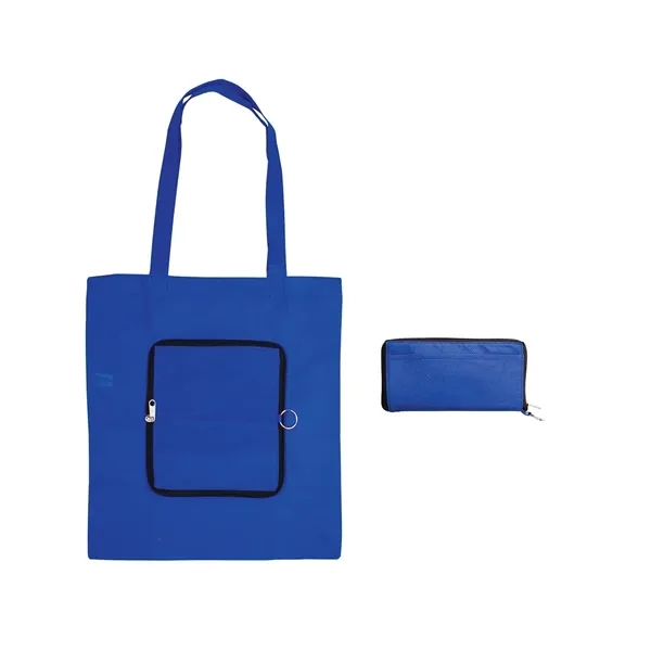 Foldable tote bag that zips into a slip pouch and includes... from ASI 34063 alphabroder