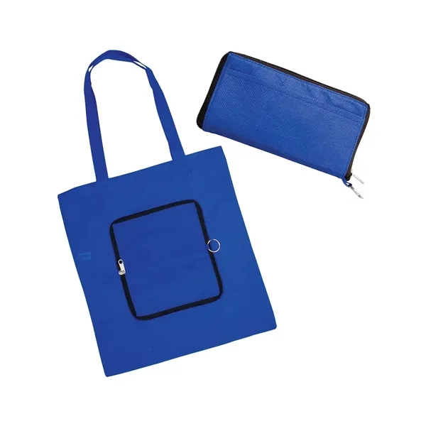 Foldable tote bag that zips into a slip pouch and includes... from ASI 34063 alphabroder