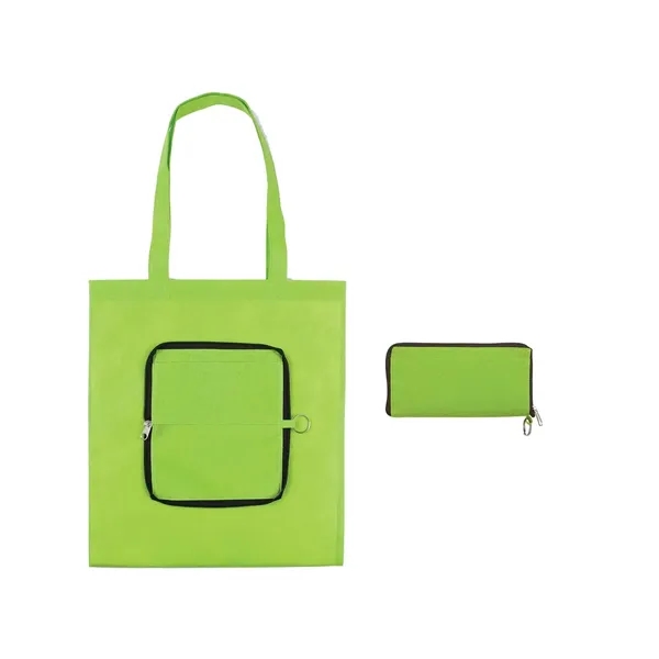 Foldable tote bag that zips into a slip pouch and includes... from ASI 34063 alphabroder