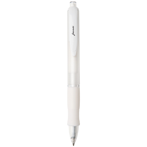 Retractable ballpoint pen with colored frost barrel, wide-body, rubber grip and... from ASI 52840 Evans Manufacturing