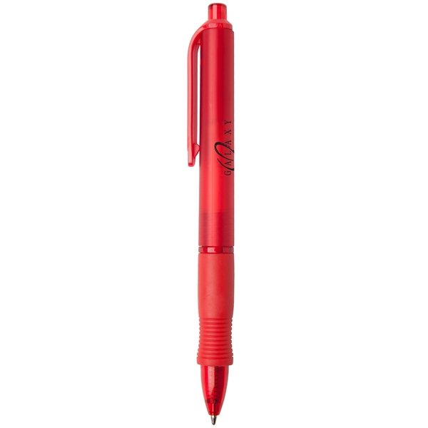 Retractable ballpoint pen with colored frost barrel, wide-body, rubber grip and... from ASI 52840 Evans Manufacturing