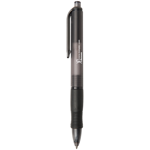 Retractable ballpoint pen with colored frost barrel, wide-body, rubber grip and... from ASI 52840 Evans Manufacturing