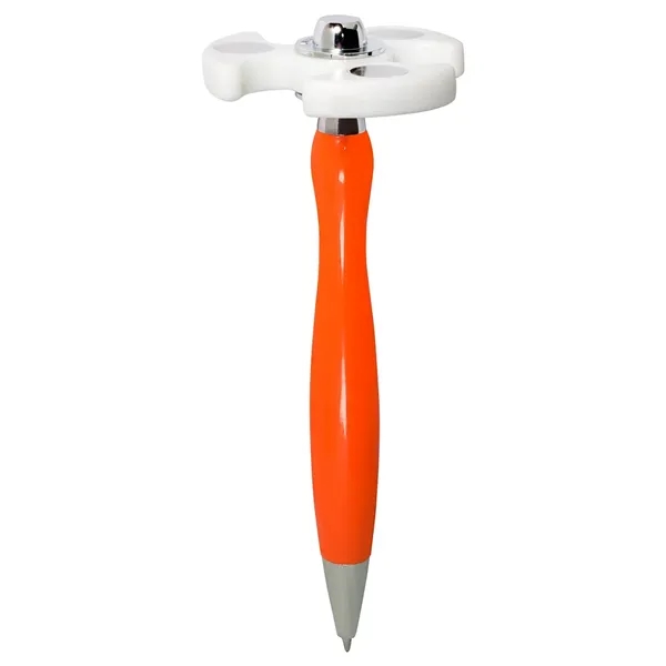 Retractable plastic pen with fidget spinner topper and black medium point... from ASI 34063 alphabroder