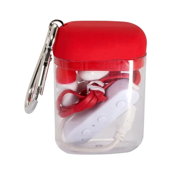 Wireless earbuds with an AS plastic case, silicone lid, carabiner, lithium... from ASI 34063 alphabroder
